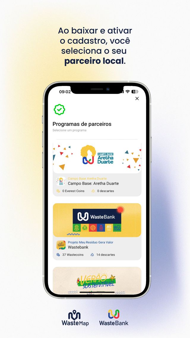 Tela de programas de parceiros para selecionar o parceiro local.
